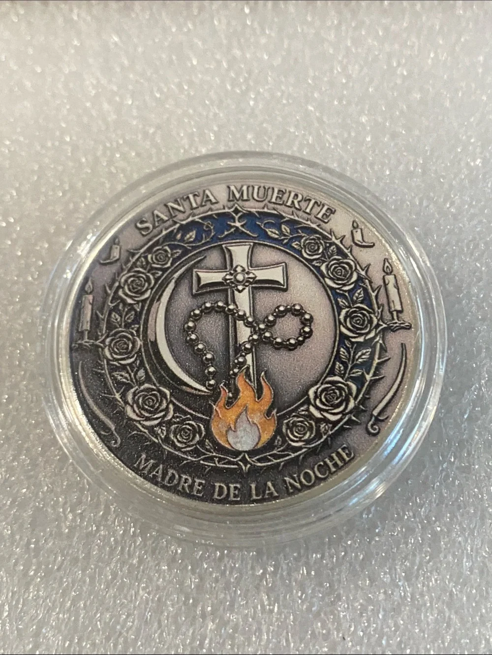 Santa Muerte Decorative Coin - Black, Gold, Silver